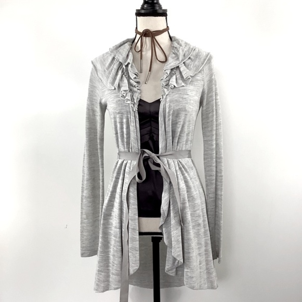 GREEN DRAGON Ruffled Waterfall Cardigan